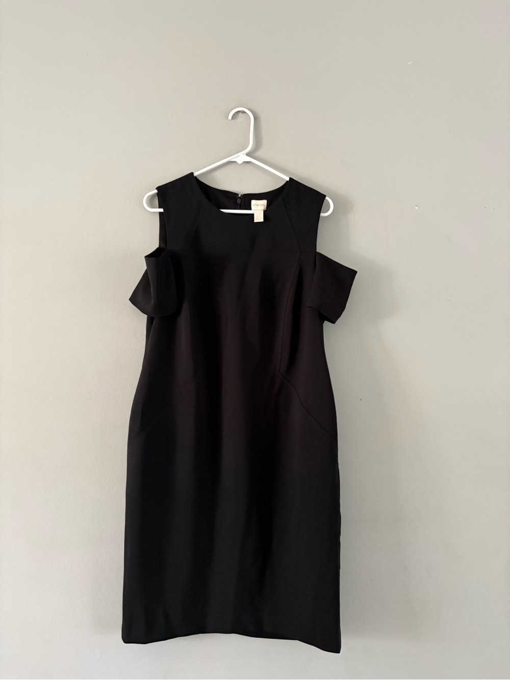 Chico's Black Cold-Shoulder Sheath Midi Dress